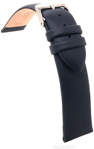 diloy Lederarmband für Dresswatch – Rindsleder ohne Nähte, gepolstert, minimalistisches und elegantes Design, Edelstahlschließe – Größen 12mm, 14mm, 16mm, 18mm, 20mm, 22mm 301 Navy Blau 12mm