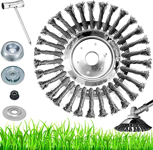 Unkrautbürste für Freischneider Stahlbürste,8 Zoll Unkrauttrimmer Motorsense,Unkrautbuerste,Unkrautbürste Profi Wildkraut Fugenbürste,Kegelbürste für Garten,Motorsense Freischneider Rundbürste