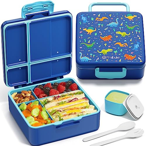 Fimibuke Bento-Lunchbox für Kinder – auslaufsichere Kleinkind-Bento-Box mit 4 Fächern, BPA-frei, ideale Portionsgrößen für Kinder im Alter von 3–12 Jahren, Mädchen und Jungen für die Schule
