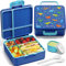 Fimibuke Lonchera Bento para niños, a prueba de fugas, con 4 compartimentos, sin BPA, apta para lavavajillas, contenedor de almuerzo con utensilios, porciones ideales para niños de 3 a 12 años para