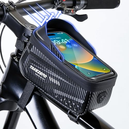 CHICLEW Bike Handlebar Bag - Waterproof Large Capacity Phone Holder Mount Frame Bag for Mountain Cycling, 0.25mm Sensitive TPU Touch Screen for Smart Phones 6.8''