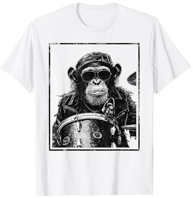 Affe spielt Schlagzeug T-Shirt