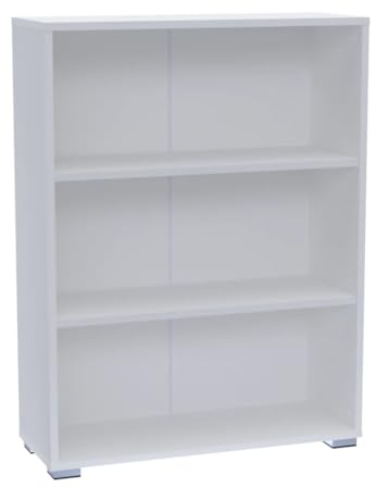 Bracia Mebelek Regal Weiß 80 cm Breit - Bücherregal Holz – Büromöbel 80x30x106cm – Bücherschrank 3 Fächer – Büro Ordnerregal