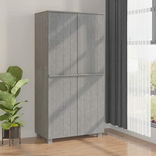 Vopese Kleiderschrank HAMAR Hellgrau 89x50x180 cm Massivholz Kiefer Model340483