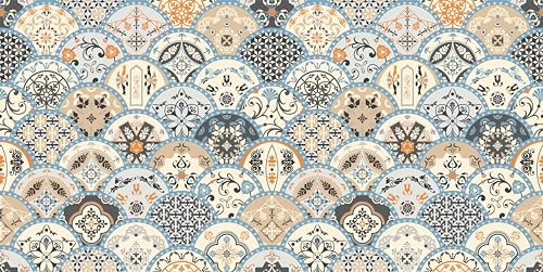 HUBDECO - Teppich - Küchenteppich - Badezimmerteppich - Badteppich - Küchenläufer - Teppich Läufer - Teppich Küche - PCV, Vinyl - rutschfest - Marokkanische Mosaik - 50x100cm