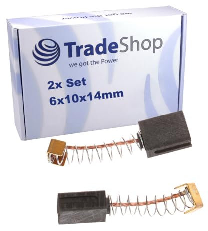 Trade-Shop Lot de 2 balais de charbon moteur 6 x 10 x 14 mm compatibles avec marteau perforateur Parkside PBH 1500 A1, compatibles avec scie électrique DURO DMS 710 E, Auto-Stop