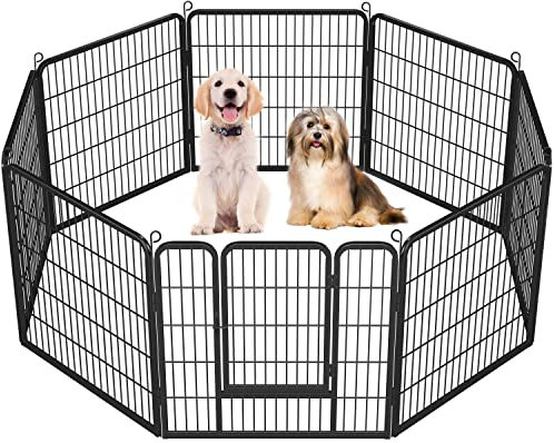 Yaheetech 8-Panel Heavy-Duty Dog Playpen for Puppies/Small Dogs, Pet Exercise Pen for Garden/Yard Indoor/Outdoor Use 80cm Height