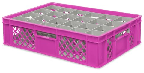 BRB Gläserkiste 600x400 mm für 15, 24, 33 oder 40 Gläser, farbig (Pink, für 24 Gläser Ø 87 mm, Glashöhe max 122 mm)