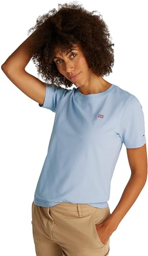 Tommy Hilfiger Damen T-Shirt Kurzarm Contrast Flag Tee mit Rundhalsausschnitt