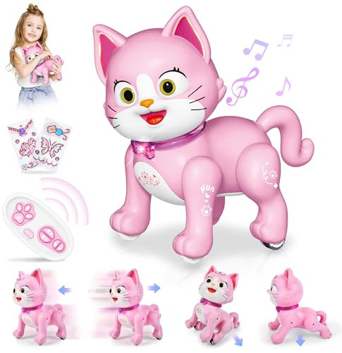 Joellfuner Gato Robot para Niños, Robot Teledirigido Inteligente, Juguetes Robot Toque Interactivos Música Baile, Regalos Creativos para Niños y Niñas 3-12 Años (D)