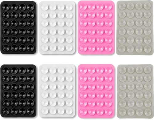 Handyhalterung Saugnapf, Saugnapf Handy, Silikon Saugnapf Handyhülle, Handy Saugnapf für Mobile Stromversorgung Handys Halterung für Selfies und Videos (Schwarz, weiß, rosa und grau)