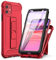 ORETECH for iPhone 11 Case, and [2 Pack Tempered Glass Screen Protector] [Built-in Kickstand] Military Grade Shockproof Case for iPhone 11 Phone Case Full Body Silicone TPU Bumper Cover - Metallic Red