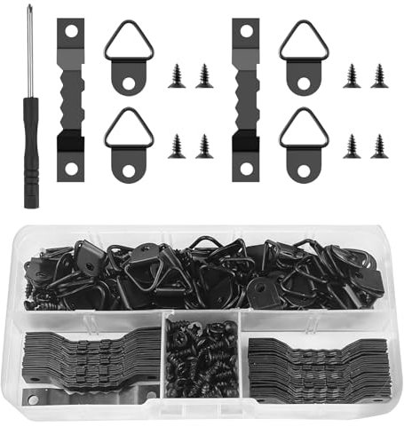 251 Pièces Accroche Tableau Crochet Pour Cadre Photo Noir avec Tournevis Attache Cadre en Dents pour Fixation Cadres Photos Miroirs Horloge Toile