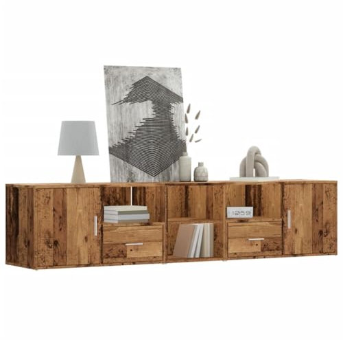 Kangmusi Eckregal Altholz-Optik 200x40x45 cm Holzwerkstoff, kangmusi3307835