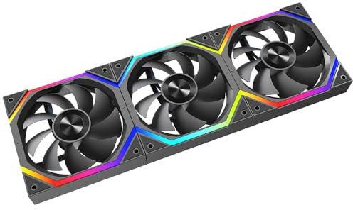 ICOLER SR120 PC Fan,120mm ARGB and PWM Case Fan,Axle Core Double Ring CD Pattern Module,Daisy-Chain 5V ARGB 120mm Triple Pack,Suitable for Computer Case