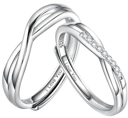 ANAZOZ Ringe Mit Gravur für Paare, Partnerringe Mit Gravur I Love You Ring Unendlichkeit Silber 925 mit Zirkonia
