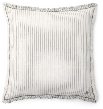 MARC O'POLO Zierkissen Fine Stripe Anthrazit, 50x50 cm, 80% Bio-Baumwolle, 20% Leinen, Streifen