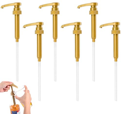 Syrup Pumps,6 Pcs Coffee Syrup Pump,Syrup Pump Dispenser,Syrup Portion Pump | Reusable Coffee Syrup Pump Dispenser Bar Pumps for Home Coffee Bar Drinking Mixes Tea Beverage Cocktails(Gold)