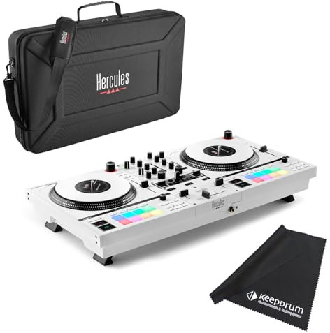 Hercules DJ Control Inpulse T-7 DJ-Controller Weiss +Transport-Tasche + keepdrum Mikrofasertuch