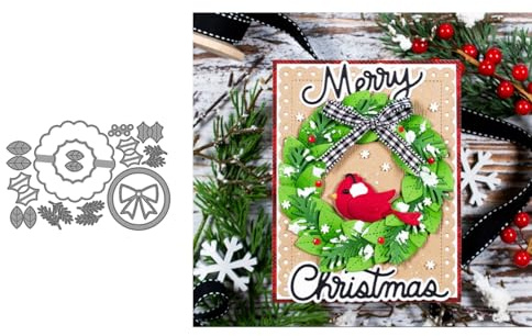 Weihnachtskranz Stanzschablone, Metall Stanzformen Set für Kartenherstellung