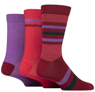 SockShop Men's Comfort Cuff Socks -Striped and Plain Soft Breathable & Cooling Bamboo Material Multipack of 3 Pairs