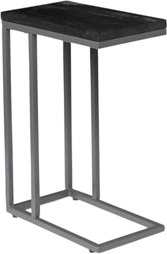 iAnanas C-förmiger Beistelltisch, Sofa-, Laptop- und Couchtisch mit stabilem Metallrahmen und Holzplatte, 49 x 31 x 61 cm, platzsparender Tisch für Wohnzimmer, Schlafzimmer oder Büro, graues Finish