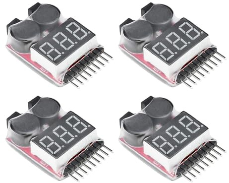 ARCELI Comprobador de batería de polímero de litio RC 1-8s de bajo voltaje, con indicador LED, para batería Lipo Life LiMn de ion de litio (4 unidades)