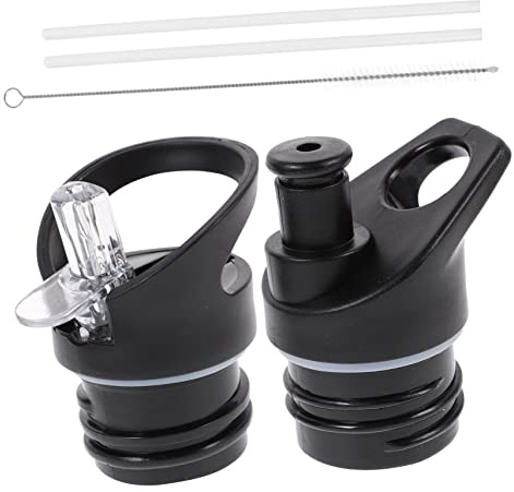 NOLITOY 2pcs Portable Sport Water Bottle Lid Replacement Black Plastic Suction Nozzle Cover Vacuum Seal for Outdoor Hiking Camping Travel Daily Use