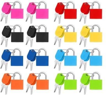 Anlising 16PCS Candado Colores con Llave, Mini Cerradura de Maleta, Pequeño Cerraduras de Equipaje, Mini Candado con Llave Cerradura, para Mochilas, Armarios, Equipaje, Archivadores (8 Colores)