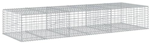 Mokuyary Gabione mit Deckel 300x100x50 cm Verzinktes Eisen Gabionen Wand Drahtkorb, Steinkorb Steingabione Mauer, Gabionenkorb für Landschaft, Garten