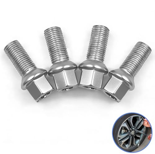 Jetstream 4 Pièces Roue Boulon Conique Argent, Boulons de Roue Argent, M14x1.5 Roue Coniques Argentés, compatible avec les Modèles tels que Golf, Bora, Charan, Touran, Passat, Civic, etc
