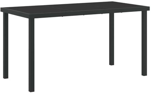 Mokuyary Gartentisch Schwarz 140 x 70 x 73 cm Metall Balkontisch Esstisch, Outdoor Tisch Partytisch für Garten Terrasse Balkon