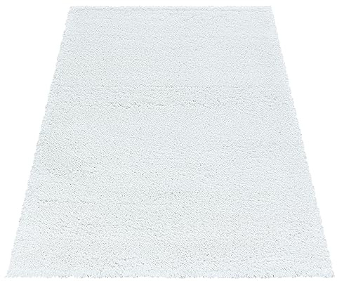 KADIMA DESIGN Hochflorteppich Einfarbig Uni Weich Flauschig Waschbar Strapazierfähig Langlebig Weiß 240x340 cm Wohnzimmer Esszimmer Schlafzimmer Fußbodenheizung geeignet Oeko-TEX | SALZACH