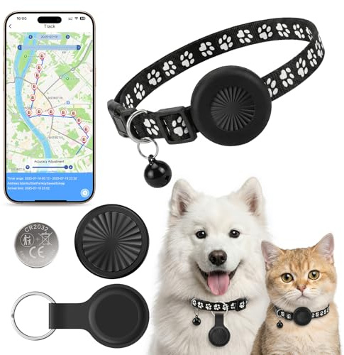 Katze GPS Tracker Hund Kompatibel mit iOS & Android, GPS-Tracker für Haustierhalsbänder Ohne ABO, Globale Echtzeitverfolgung, IP67 Wasserdicht, 365 Tage Akkulaufzeit, Geeignet für Katzen, Hunde usw.