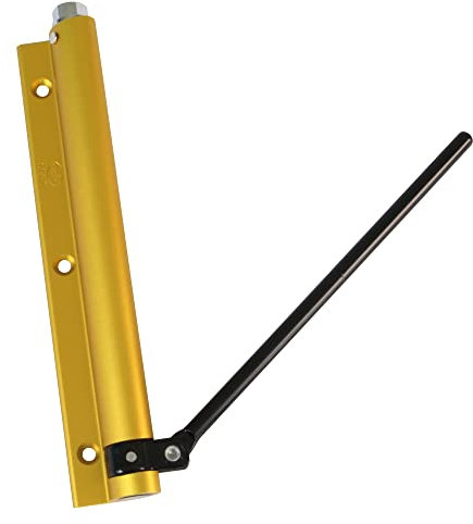 Amig - Pernio Muelle de Aluminio con Brazo de Acero Inoxidable Mod. 200-190 x 180 mm - Regular la Potencia de Cierre de Puertas Ligeras - Máximo 40 kg - Acabado Oro