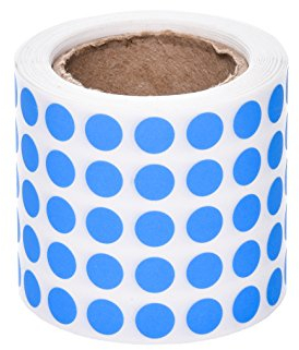 Camlab Plastics Punkte-Aufkleber, 9,5 mm Durchmesser, Rolle, blau (micryo-blau), Packung mit 5.000 Stück, RTP/180B