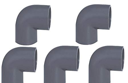PVC Rohr 32mm Rohrverbinder Winkel Kniestück Muffen T-Stück Kappen (5 x 90°Winkel Ø32mm)