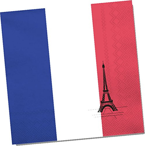 20 Papierservietten im * FRANKREICH * für Party und Geburtstag von DH-Konzept // Servietten Napkins Feier Set Mottoparty Rot Weiß Blau Eifelturm France French