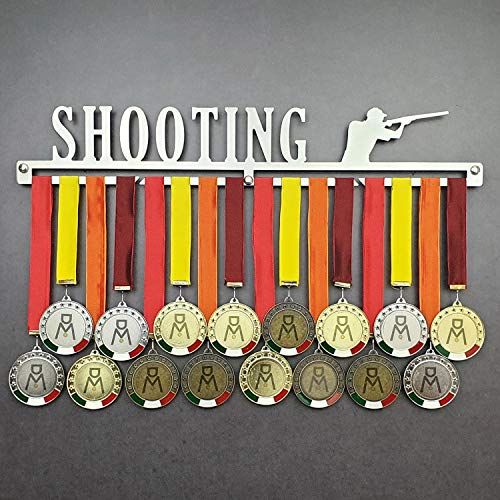 Shooting - Colgador de medallas Deportivas - Medallero de Pared Tiro al Plato, Trap, Skeet - Sport Medal Hanger - Display Rack (750 mm x 115 mm x 3 mm)