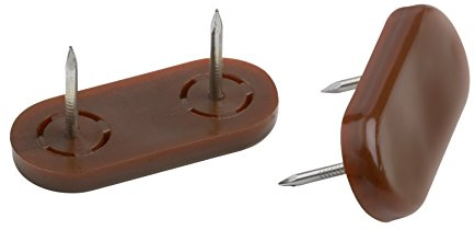 Metafranc Möbelgleiter 45 x 20 mm - Kunststoff - Mit Nagel - braun - 4 Stück - Verdrehsicher - Geeignet für den Außenbereich / Möbelgleiter-Set für unempfindliche Böden / Kunststoff-Gleiter / 644706