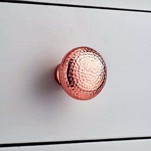 Pushka Home Large Copper Hammered Rose Gold Cupboard Door Knob. Suits all doors up to 25mm thick.