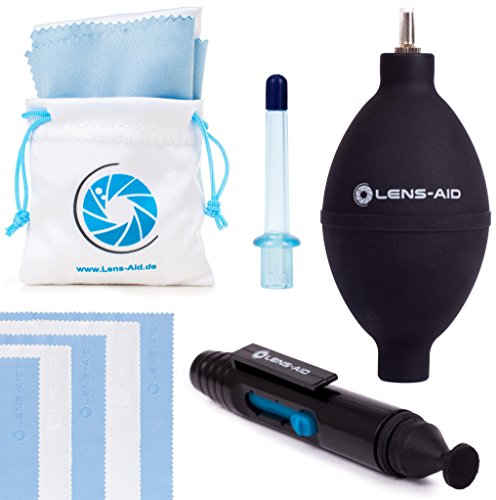 Großer Power Blasebalg mit Zwei Düsen zur Reinigung von Objektiv, Kamera, Sensor, DSLR, Tastatur, Optik, extra stark, viel Druck Lens-Aid Air Blower (3er Set (Blasebalg, Pen, Tücher))