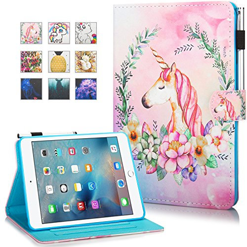 MOKASE iPad Mini Case, Mini 2/3 / 4/5 Case, Leather Smart Kickstand Case Cover Colorful Flip Wallet Protective Case for iPad Mini 1 2 3 4 5 - Horse