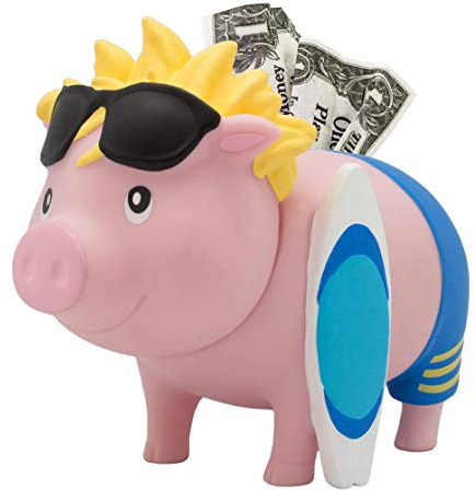Lilalu Biggys Sparschwein Surfer-Design, Verschiedene Größen