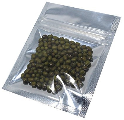 WACCOMT Pack 100 Pack 8 x 11 cm (3.1 x 4.3 inch) Mylar Foil Zipper Lock Bags Clear Front Aluminium Foil Food Pouch for Sample Resealable Foil Mylar Smell Proof Bag for Zip Bag Reusable Lock Seal