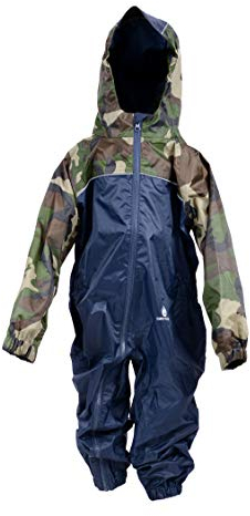 DRY KIDS Waterproof Rainsuit Navy/Camo Green 5/6yrs