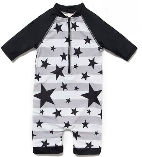 BONVERANO Traje baño bebé protección Solar UPF 50+ Cierre Cremallera (Estrella 2, 3-6 Meses)