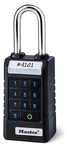 Master Lock 6400EURLJENT Bluetooth Vorhängeschloss für Unternehmen und Industrie [Bluetooth kompatibel mit Smartphone] [Länger Bügel] [Wetterfest] Schwarz