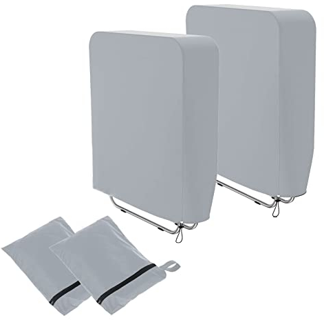 Viilich Klappstühle Abdeckung,2 Stück Gartenstühle Schutzhülle Winddicht Anti-UV Wasserdicht für Liegestuhl Faltstuhl Konferenzstuhl Deckchair Klappbar Gartenmöbel,mit Tragetasche (Grau)