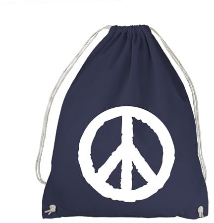 absenda Peace Turnbeutel - Hippie Frieden Summer Love Rock 60´s 70´s 69 Navy Blau